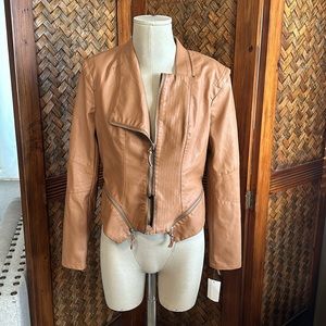 BlankNYC NWT Brand New Vegan Leather Jacket Tan Large